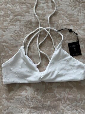 Skatie “Honeymoon” White Textured Triangle Bikini Top